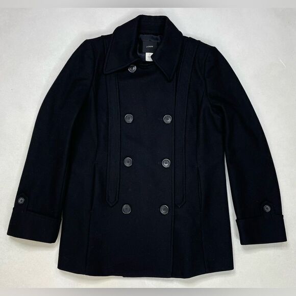 J Crew Peacoat Wool Jacket Women Size 8 Black - Picture 1 of 9